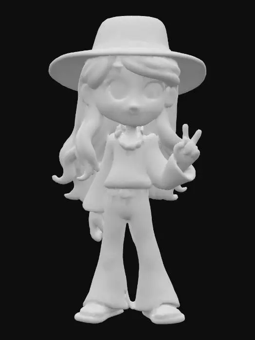 3D model for 1960's chibi style hippy