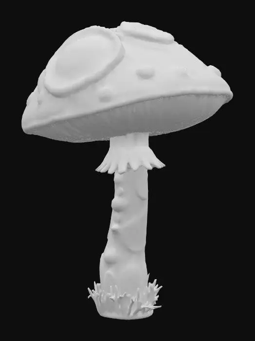 3D model for colorful embroidered 1960's mushroom patch