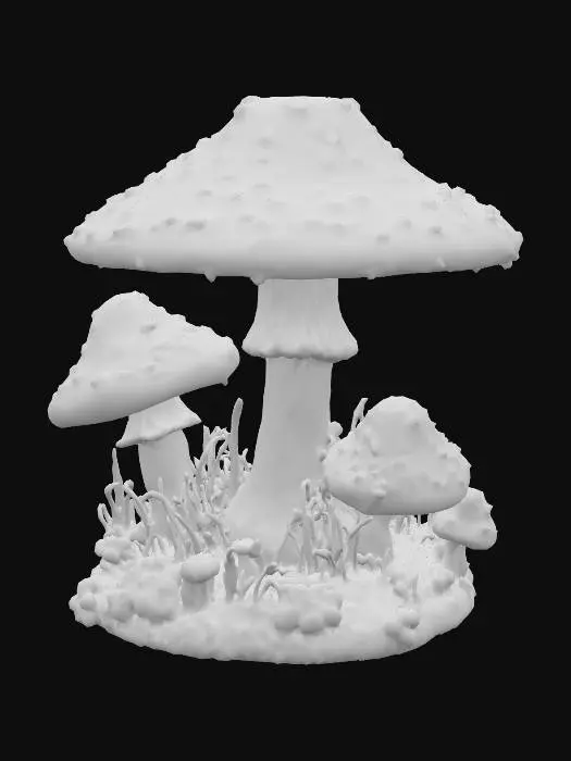 3D model for colorful embroidered 1960's mushroom patch