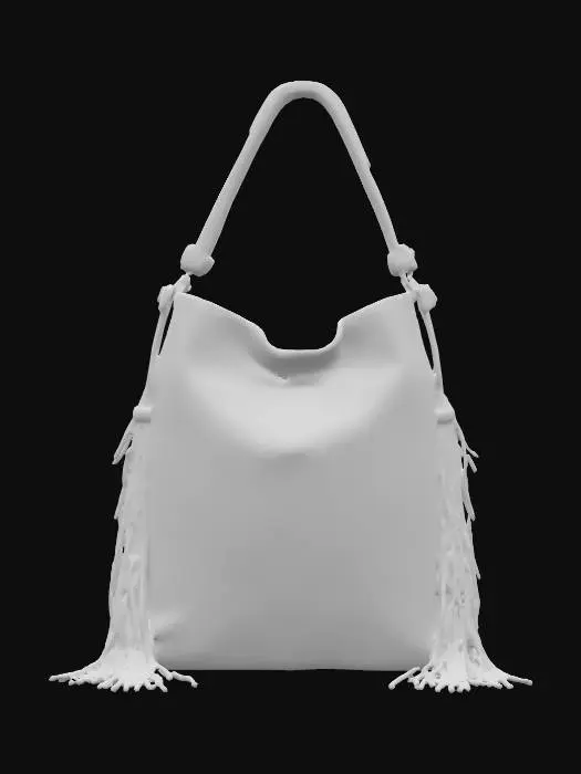 3D model for tie-dye handbag with leather fringe 
