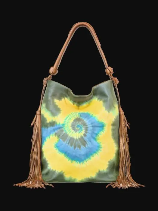 3D model for tie-dye handbag with leather fringe 