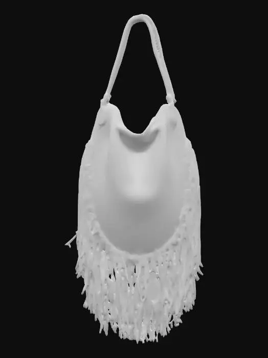 3D model for tie-dye handbag with leather fringe 