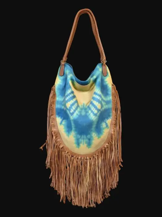 3D model for tie-dye handbag with leather fringe 