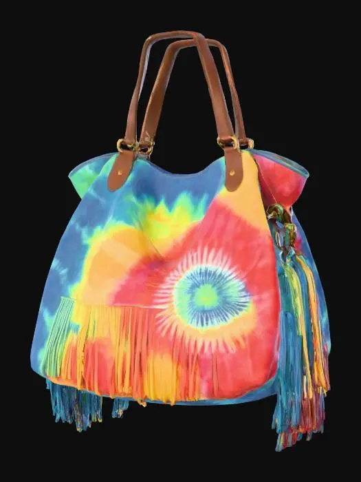 3D model for tie-dye handbag with leather fringe 