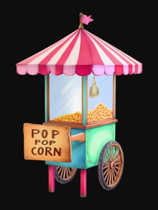 3D model for Vintage Popcorn Cart