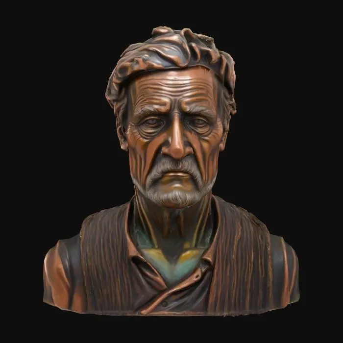 3D model for Bust of an old fisherman, Hand Painted, Vintage, Copper, Highly Detailed, Polished, 