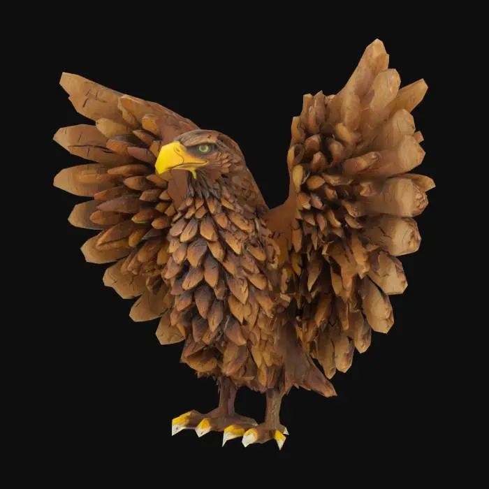 3D model for eagle made out of pinecones, Vintage, Wood, Carved, Highly Detailed, Hand Painted
