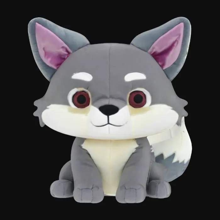 3D model for plushie, wolf, soft, Fabric, Sitting, Symmetrical Body, 