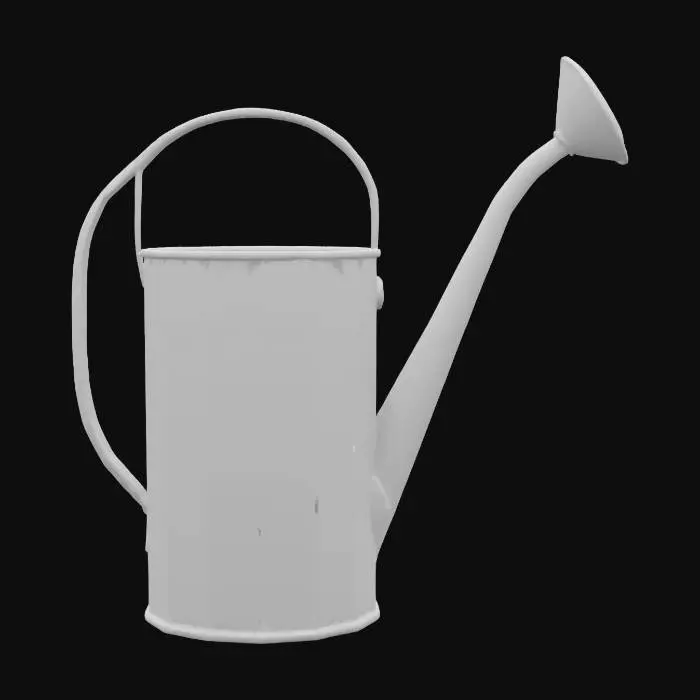 3D model for vintage tin watering can with hand painted flowers on the side of it