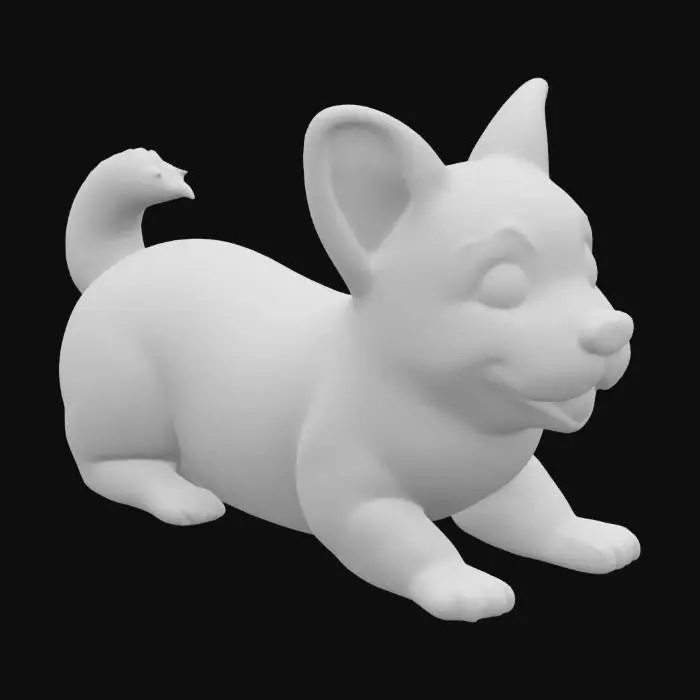 3D model for realistic corgi dog, Lying, Symmetrical Body, Highly Detailed, Ultra Realistic