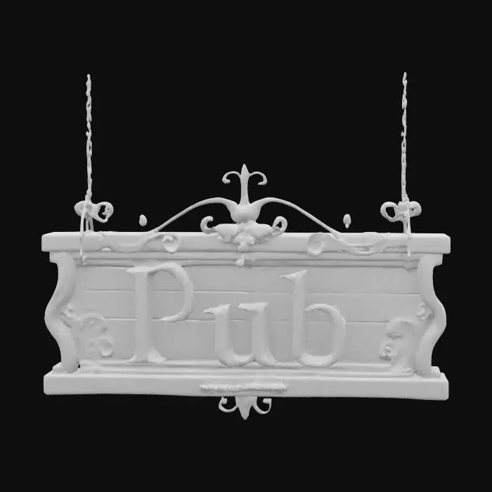 3D model for Sign with the text "Pub", Game Assets