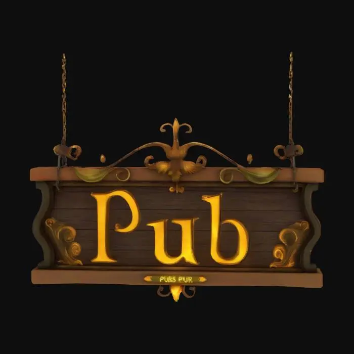 3D model for Sign with the text "Pub", Game Assets