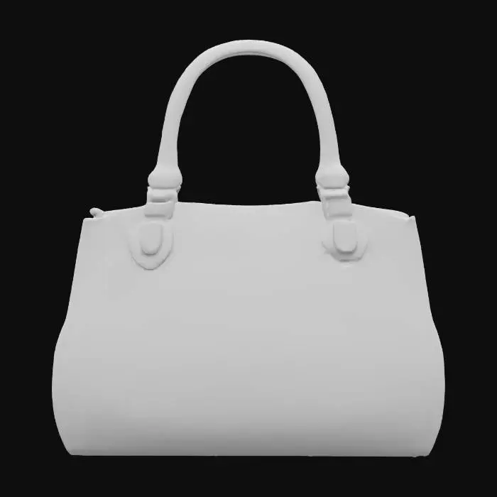 3D model for simple handbag purse, ultra realistic,  Solid inside or solid top, closed, just make it solid. light colored leather with an image of hand painted flowers on the front. 
