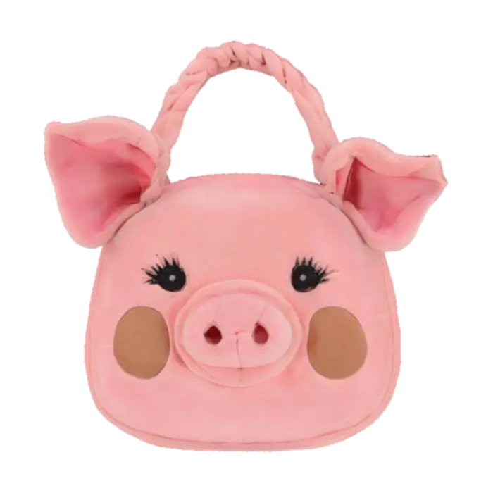 A soft plushie handbag shaped like a pig face in soft pale pink. cute. - Purse 3D model, vytvořený pomocí AI