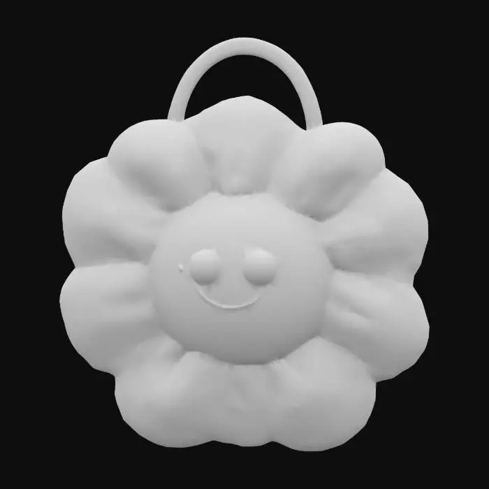 3D model for puffy cartoon flower plushie soft handbag with a single clasp 