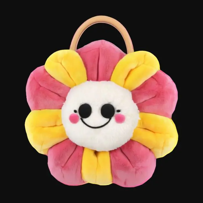 3D model for puffy cartoon flower plushie soft handbag with a single clasp 