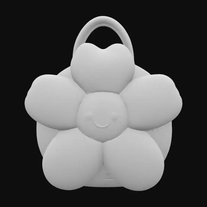 3D model for puffy cartoon flower plushie soft handbag with a single clasp 