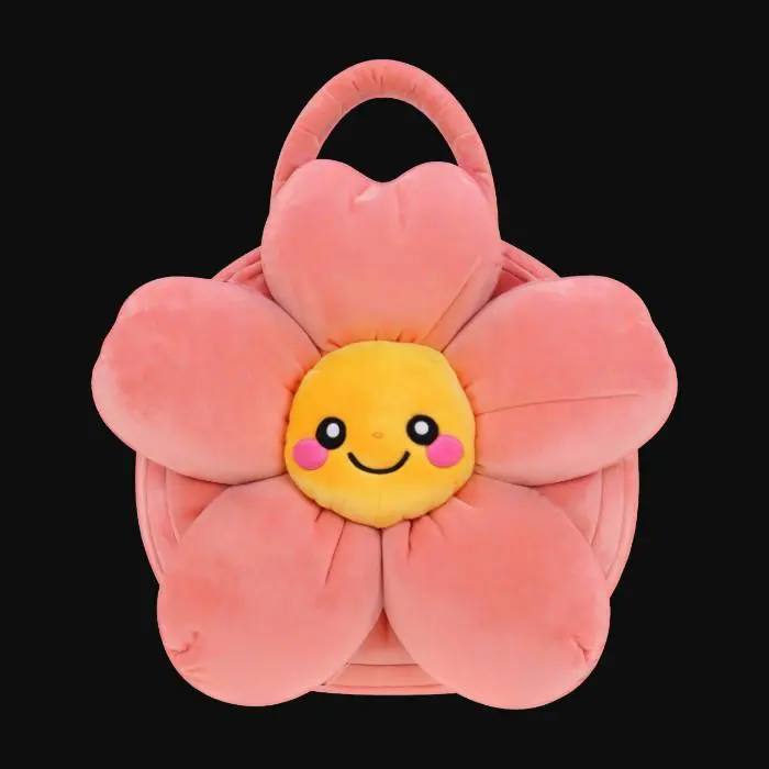 3D model for puffy cartoon flower plushie soft handbag with a single clasp 