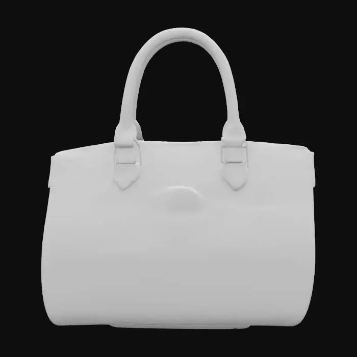 3D model for simple handbag purse, ultra realistic,  Solid inside or solid top, closed, just make it solid. light colored leather with an image of hand painted flowers on the front. 