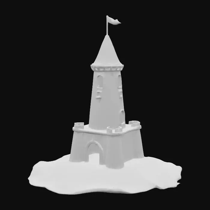 3D model for sand castle with light colored sand