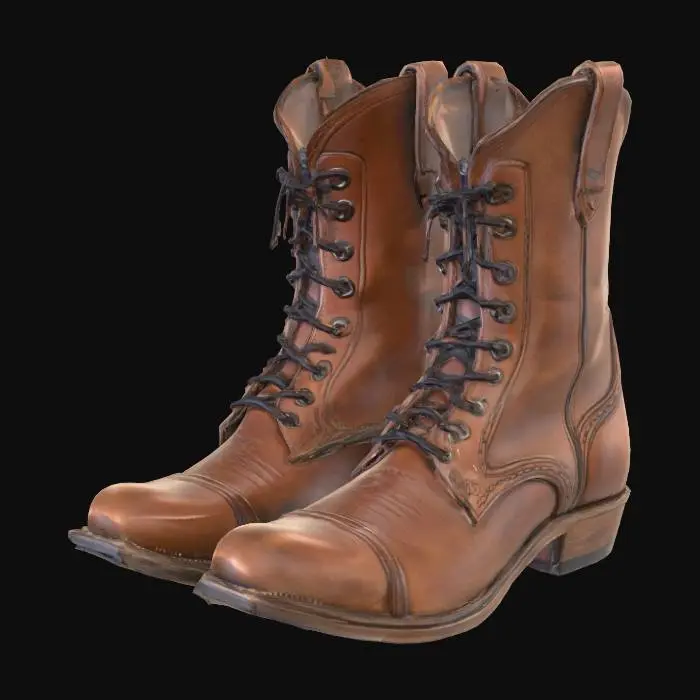 3D model for Pair of worn leather cowboy boots