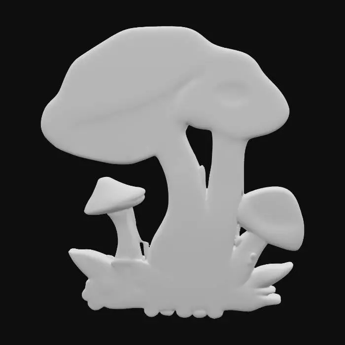 3D model for colorful embroidered 1960's mushroom patch