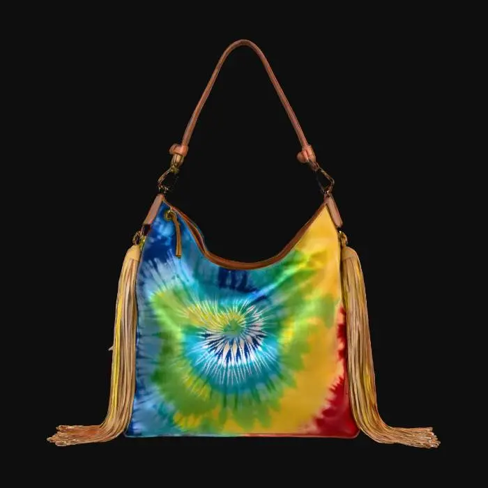 3D model for tie-dye handbag with leather fringe 