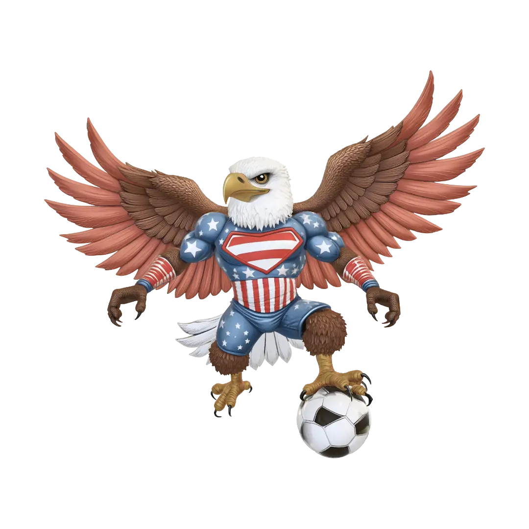 Star-Spangled Striker 3D model, vytvořený pomocí AI