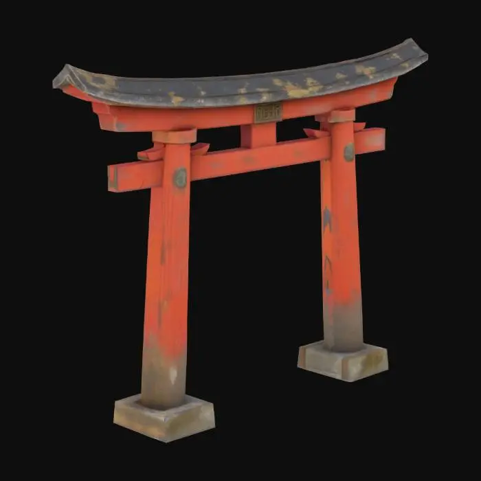 3D model for create a japanese torii gate that has been weathered and corroded 