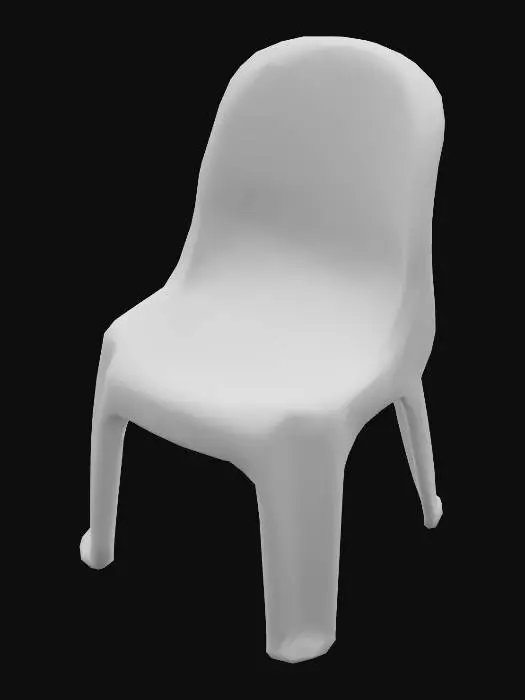 3D model for A 2002 style children’s plastic chair, bright polypropylene, one-piece molded design, small size,