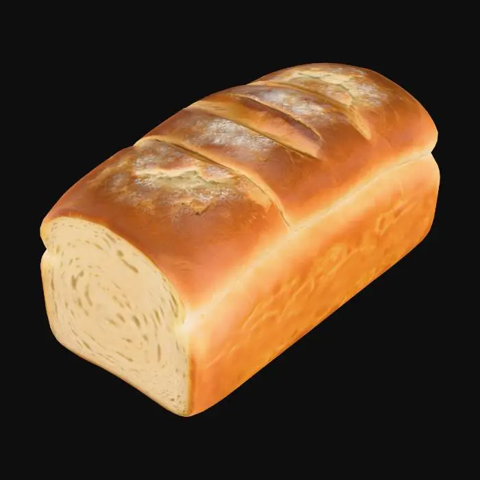 3D model for 3D model of a simple bread loaf, full loaf
