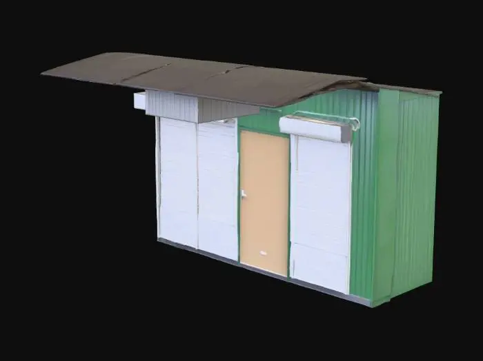 3D model for Closed Kiosk in Green