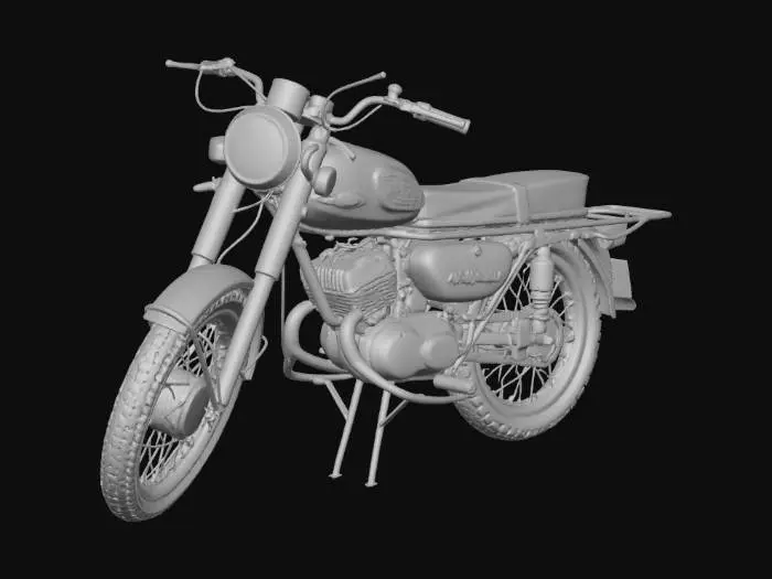 3D model for Red vintage motorcycle on a dirt road