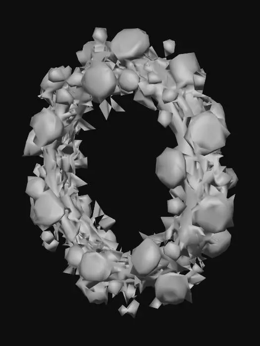 3D model for Generate a rose wreath with pink roses