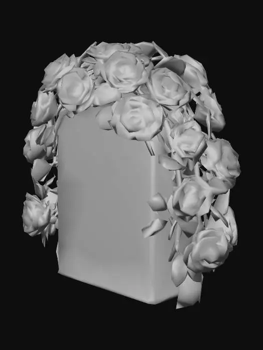 3D model for Generate multiple rose flowers on a vine to be placed atop a rounded top gravestone
