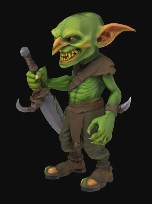 3D model for a green hostlie goblin