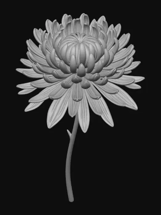 3D model for Blue chrysanthemum bloom