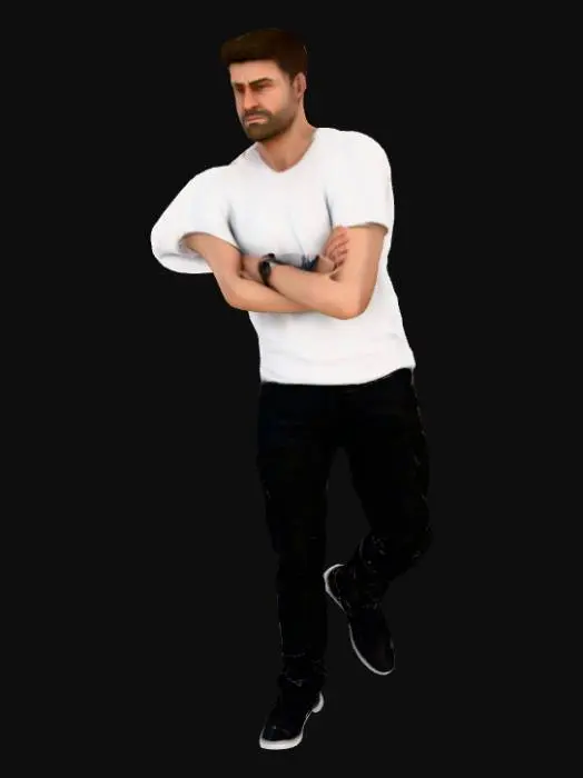 3D model for create a 3D model of man with default tshirt and pant it should be high quality ultra realistic , highly detailed, with pose
