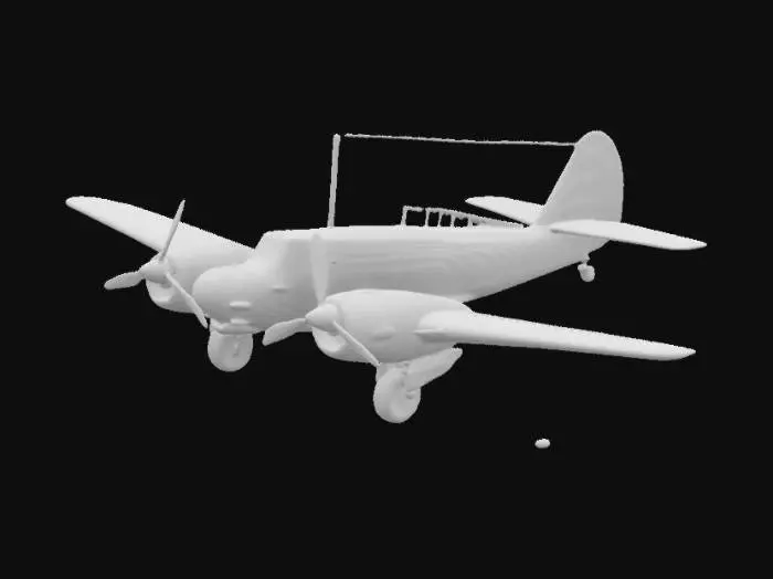 3D model for Vintage Aircraft on Airfield, martin b10 bomber twin engine, long canopy , bubble canopy at front, Netherlands east indies airforce, 1940