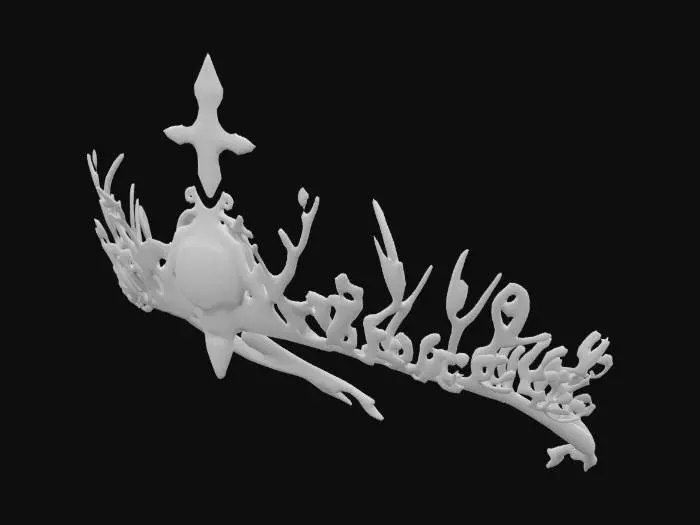 3D model for Anime, Game Assets, Cell-shaded, Ornate Druidic tiara made of wood and flowers