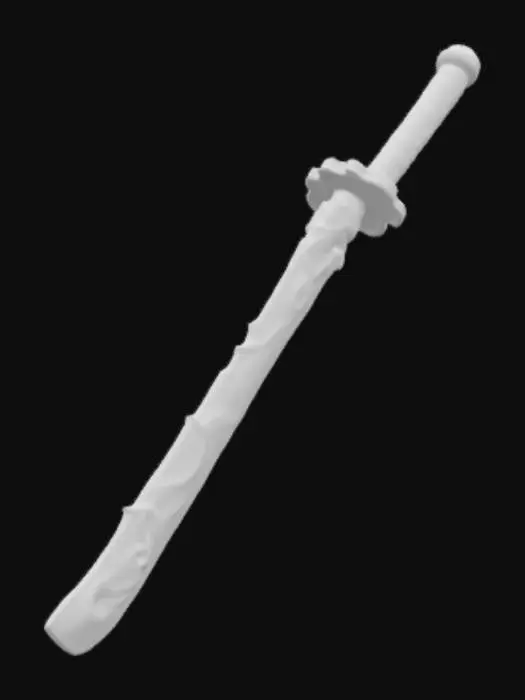 3D model for Make a katana based on water, it is blue, and have a blue and ocean like blade