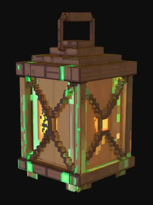 3D model for Make me a medieval lantern in pixel art