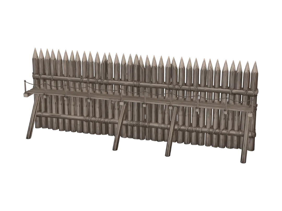 Wooden Palisade with Walkway 3D model, vytvořený pomocí AI