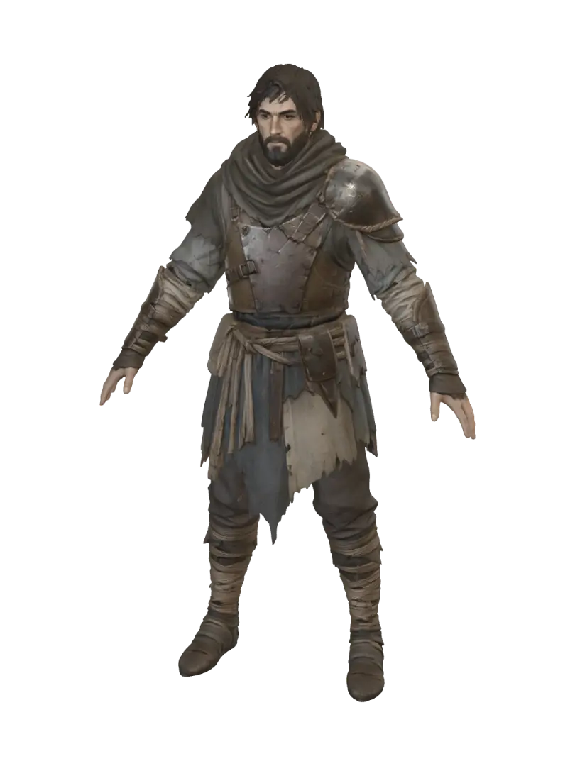 Ragged Knight of the Wastes - Dusty 3D model, vytvořený pomocí AI