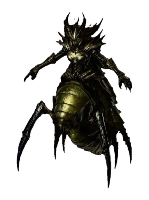 Insectoid Alien Queen, full body side view, strict profile view (90 degree),… - Warhammer40k 3D model, vytvořený pomocí AI