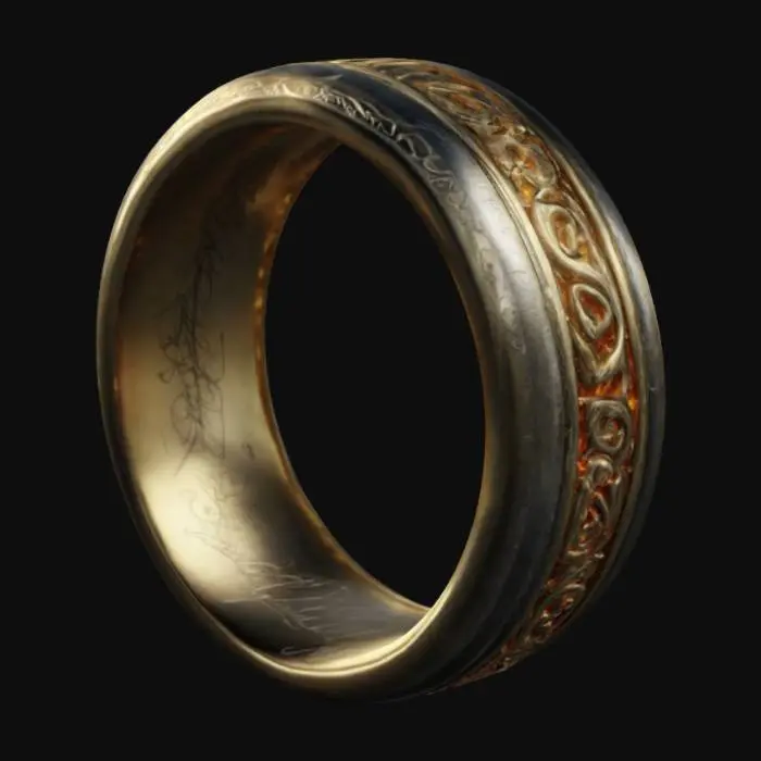 3D model for Pierścień z filmu "Władca pierścieni", widok bardzo szczegółowy, 8k, high resolution