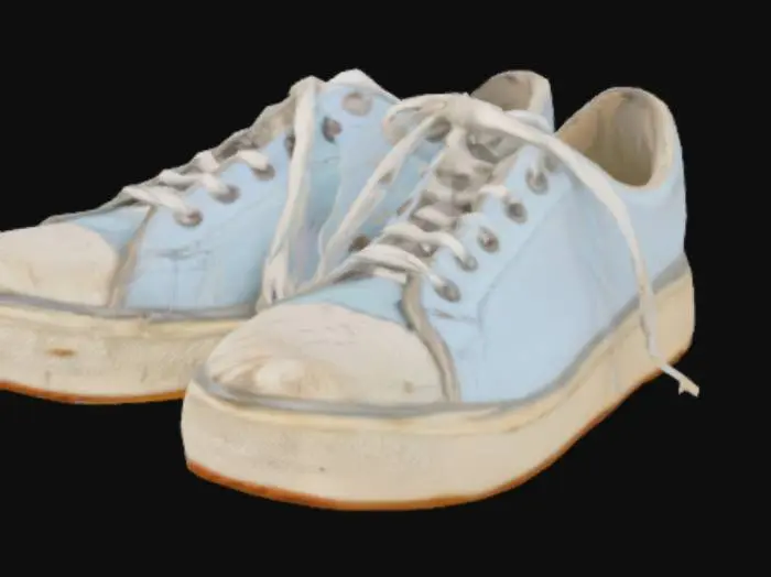 3D model for worn out sneakers, white, open leshes