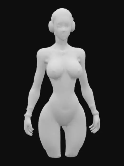 3D model for a futuristic cyberpunk high fashion Cyborg woman, minimalistic sleek tech design, glowing elements, tech high fashion sexy dress and jewelry   #realistic# #animation# #AI# #future#
