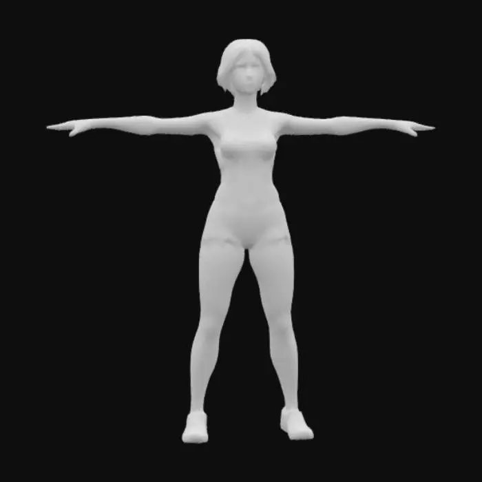 3D model for A realistic human. An athletic woman, T-pose. Her face is realistic. Beautiful lips and a realistic nose. Her body is athletic and hourglass-shaped.
Malcolm Liepke art style, Adult gorgeous 
underwear woman with legs squared off, Highly Detailed, Full Body realistic, she has a short blue hair, the texture is clean and has no defects