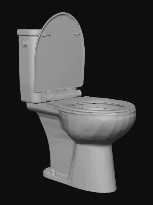 3D model for 一般的な洋式トイレ。
便座とカバーが開いており、水がためられるように配管構造も作る。
目に見えない場所である「せき」も作る。